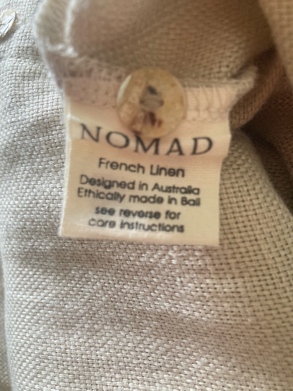 Nomad the Label Laguna French Linen Button-Up Shirt in Wheat, Size AU12/US8 - Picture 9 of 10